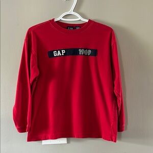 GAP Kids Red Long Sleeve Tee with Logo